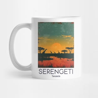 A Vintage Travel Illustration of Serengeti National Park - Tanzania Mug